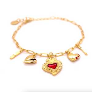 Heart Phases Charm Bracelet - Gold